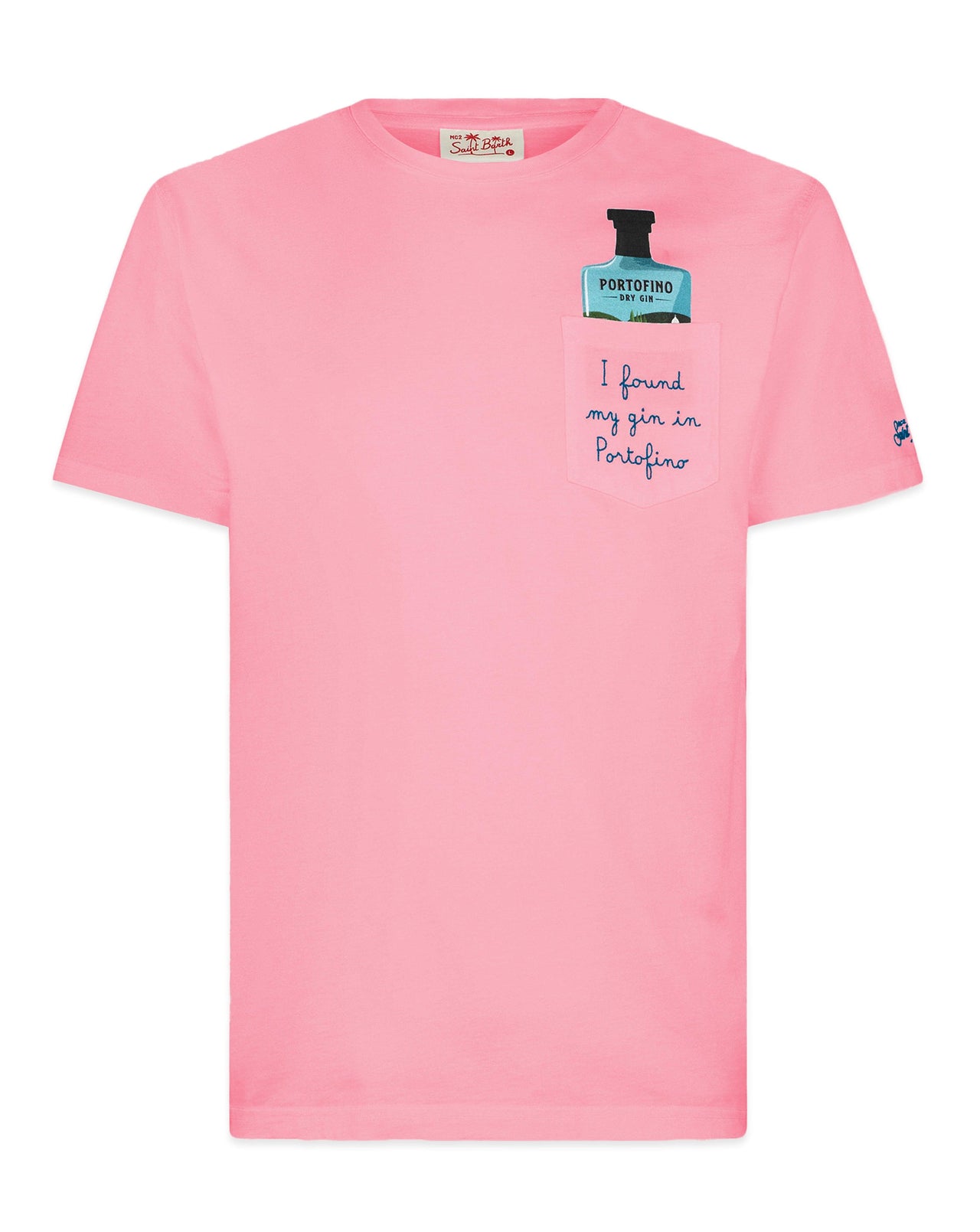 PORTOFINO EMBROIDERED PINK COTTON T-SHIRT - Portofino Dry Gin