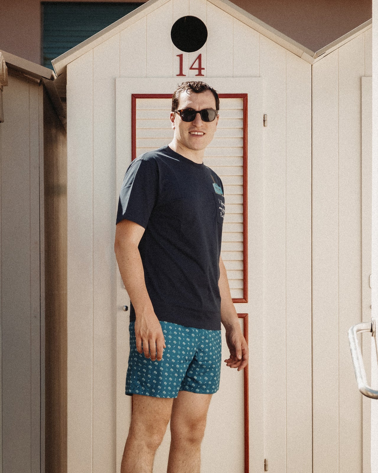 T-SHIRT IN COTONE NAVY STAMPATO PORTOFINO