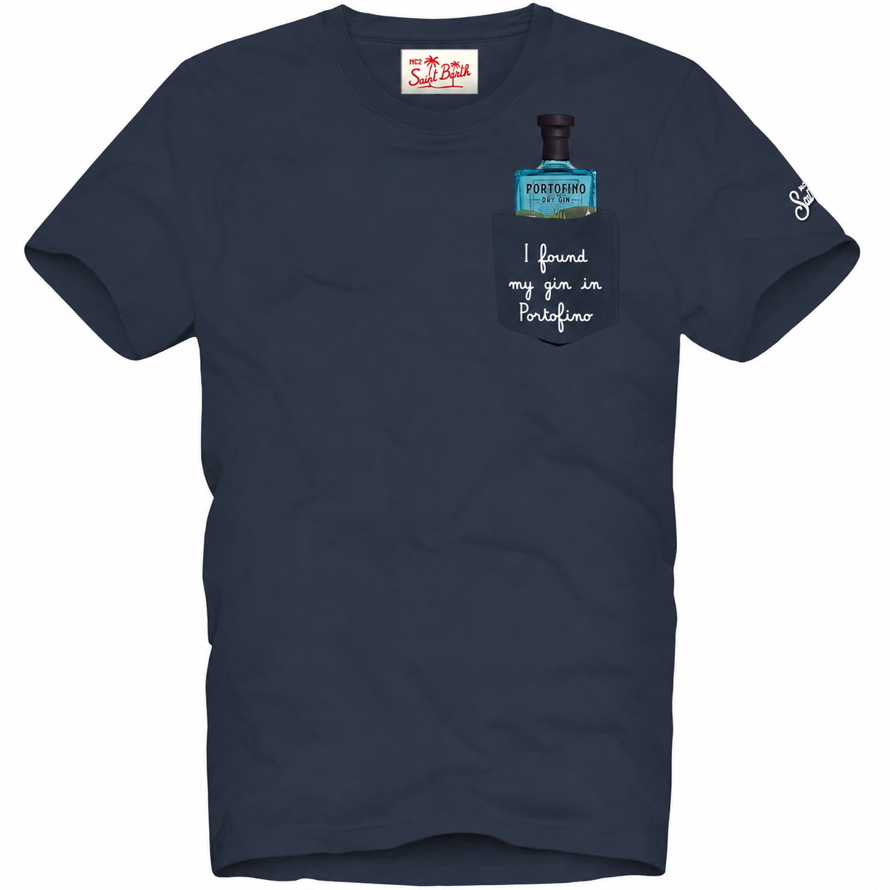 T-SHIRT IN COTONE NAVY STAMPATO PORTOFINO