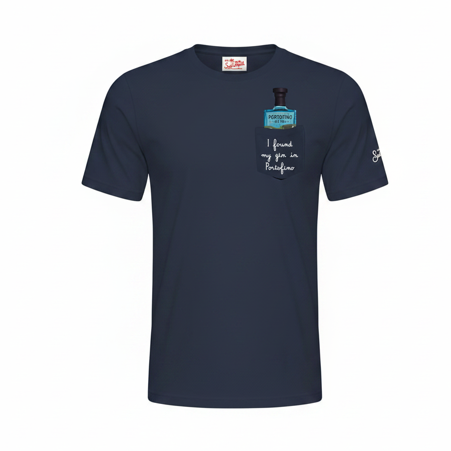 T-SHIRT IN COTONE NAVY STAMPATO PORTOFINO