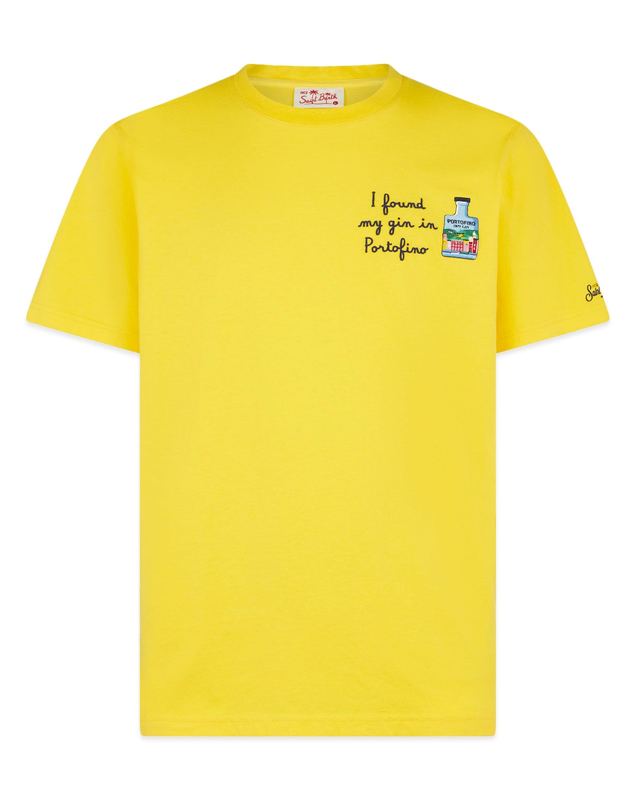 PORTOFINO EMBROIDERED YELLOW COTTON T-SHIRT - Portofino Dry Gin